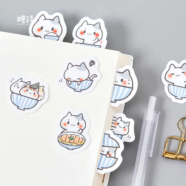 1 шт./компл. Kawaii Чаша Кошка дневник блокнот для заметок наклейки пакет разместил