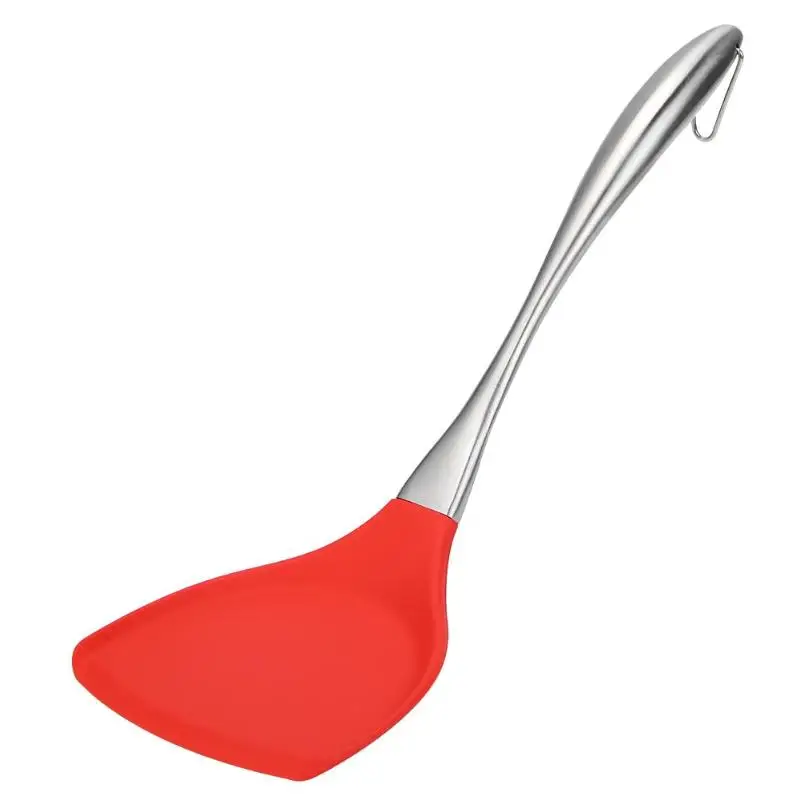 Нержавеющая сталь Ручка силиконовая посуда антипригарная кухонная утварь - Color: E
