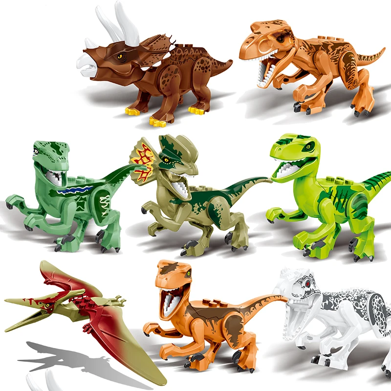8Pcs/Set Jurassic Dinosaur World Figures Tyrannosaurs Rex Building Blocks Compatible With Legoings Technic Duploe Dinosaurs Toys 8Pcs/Set Jurassic Dinosaur World Figures Tyrannosaurs Rex Building Blocks Compatible With Legoings Technic Duploe Dinosaurs Toys