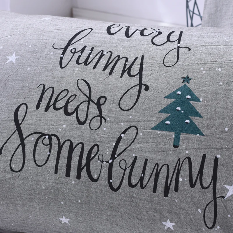 Cilected White/Gray Cotton Printed Pillowcase Cartoon Bear Christmas Tree Cushion Bedding Pillow Without Core 2PC