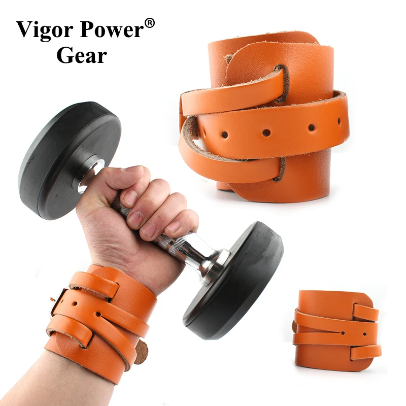 Vigor power GearHigh качество Кроссфит кожа Тяжелая атлетика натуральная кожа поддержка запястья обертывания с изображением тяжелоатлетов перчатки