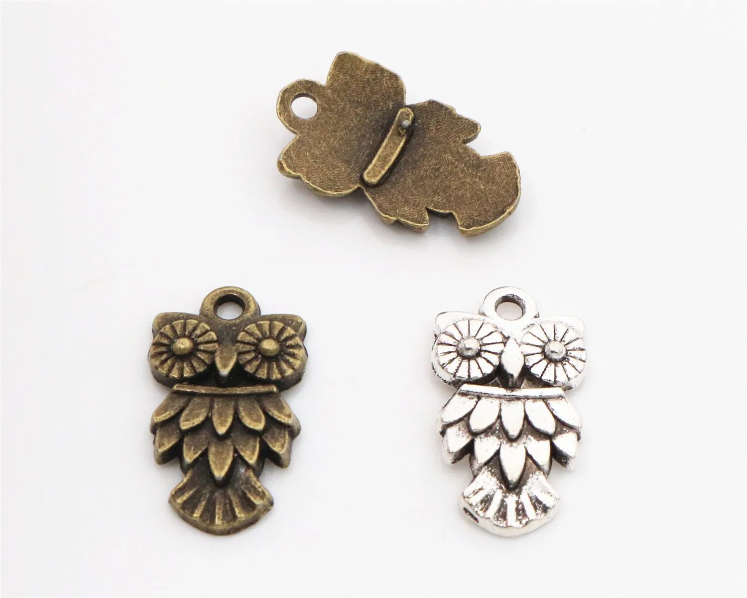 

20x12mm 12pcs Antique Bronze and Antique Silver Plated Owl Handmade Charms Pendant:DIY for bracelet necklace
