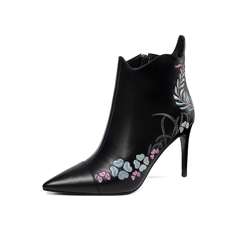Cm Pie Cremallera De Tacones Neutral Nuevo black Mujer Stylesowner Del fósforo 8 Todo Genuino White Cuero Dedo Lateral Estilo Altos 5 Punta Sexy Botas wRxq4fZ