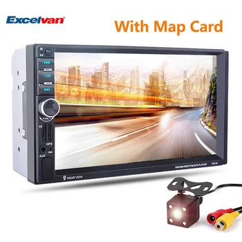 

7021G 7" Car MP5 Player GPS Navigation Touch Screen Audio Video Player with Rearview Camera Support TF USB AUX FM Radio with Map