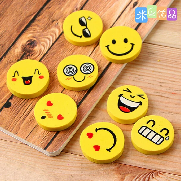 

4 pcs/set Cute Kawaii Smiley Face Rubber Eraser for Kids Gift School Supplies Korean Stationery Material Escolar