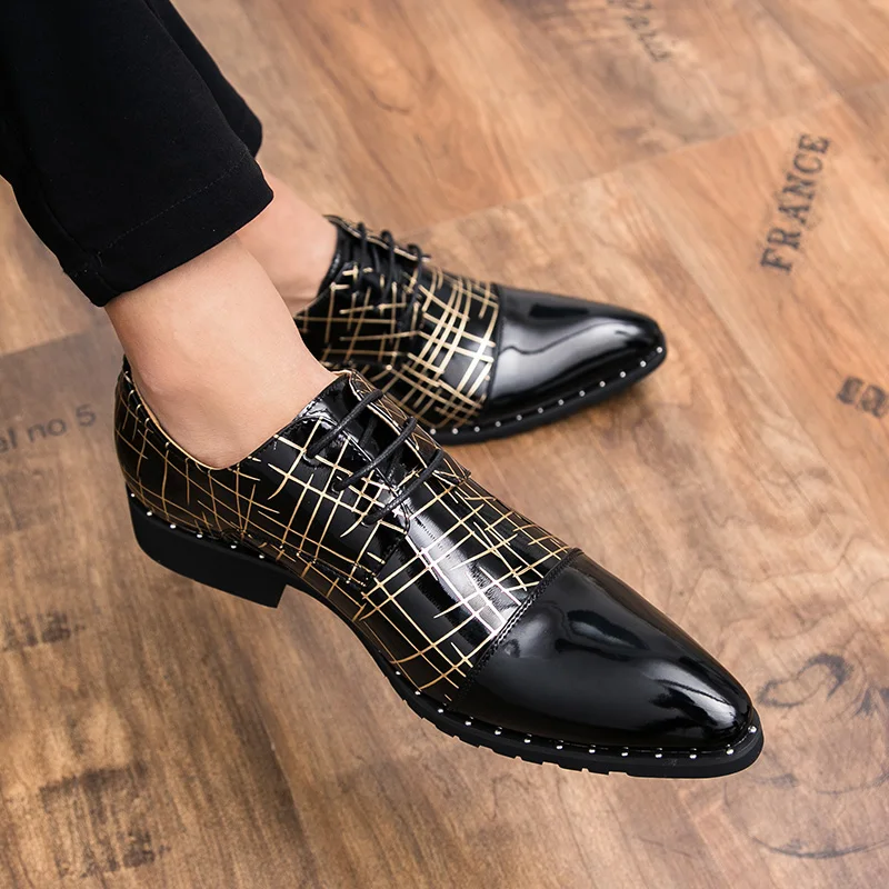 pointed toe mixed colors patent leather men shoes fashion dress ballroom dancing wedding pary flats derby oxfords shoes for men (17)