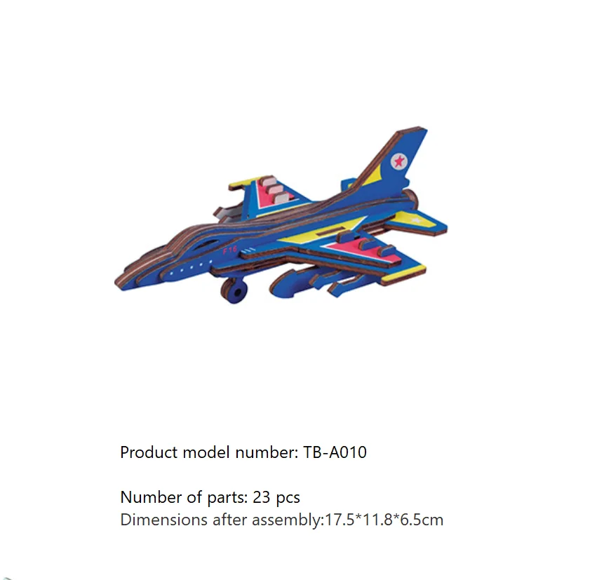 

3D Puzzles Wooden PLANE A010 CUTE Kids Educational Learning Toys Art Crafts DIY Color Jigsaw Brain Teaser Boys Girls Games Gift