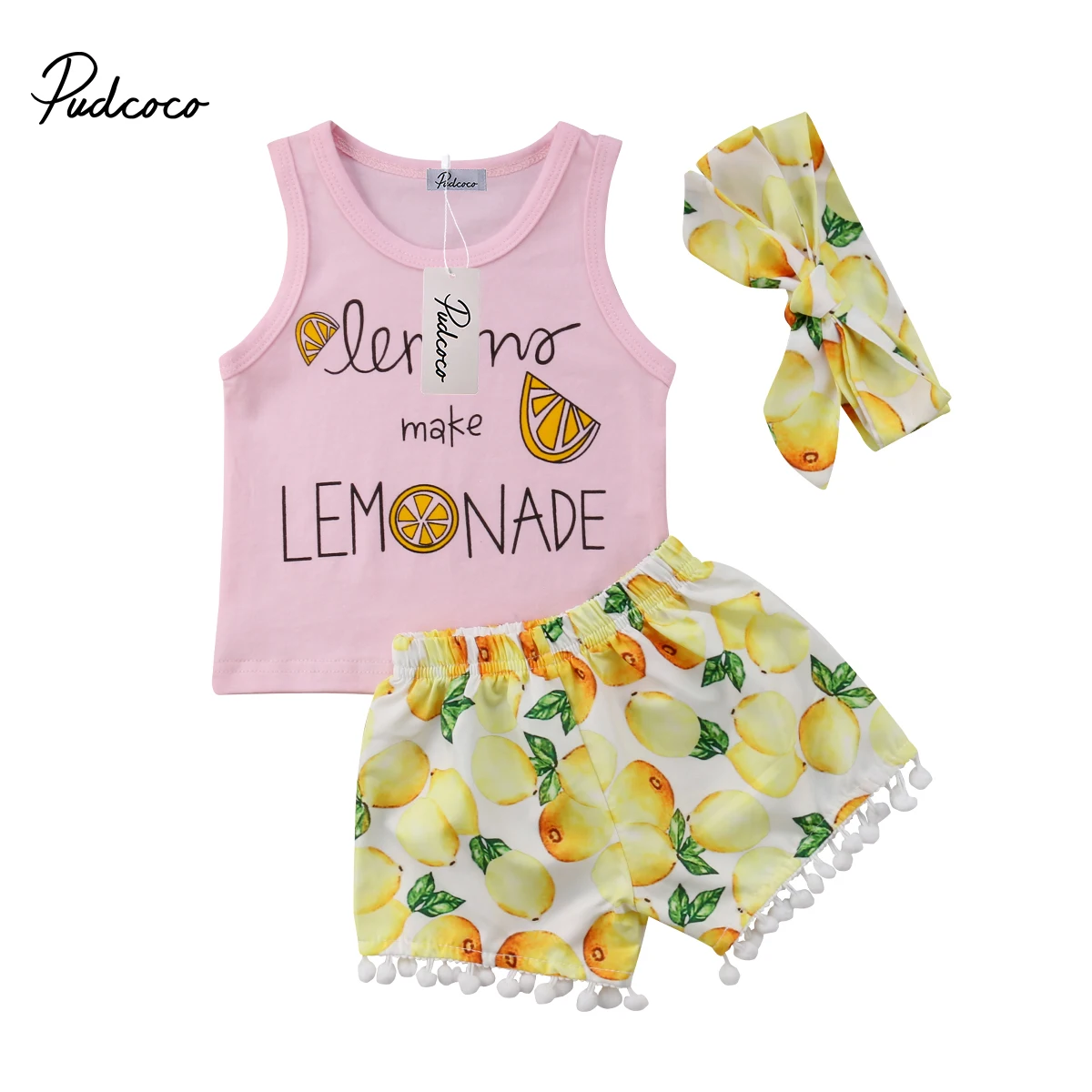 Pretty Fashion Baby Girl Toddler Lemon Clothes Letter Print Sleeveless