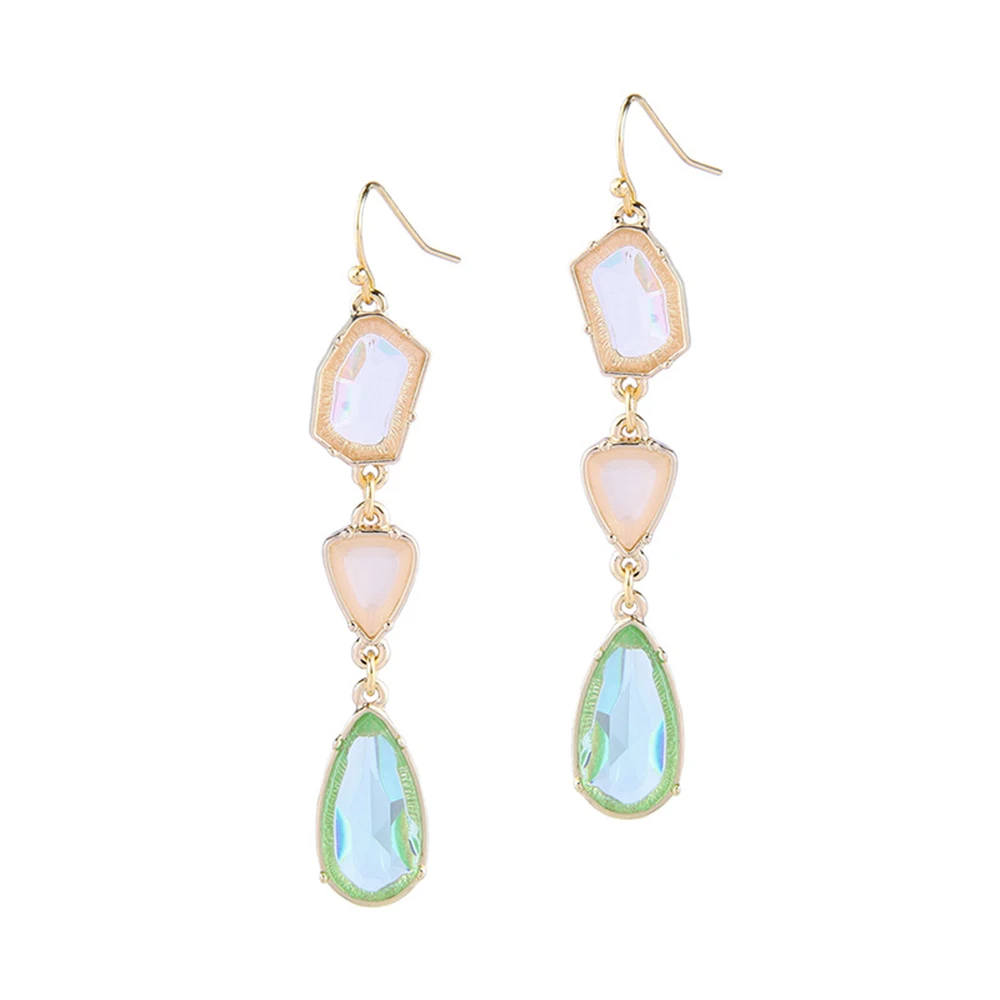 

Retro fashion bohemian fresh alloy crystal drop ladies earrings simple versatile women jewelry long earrings aros mujer oreja