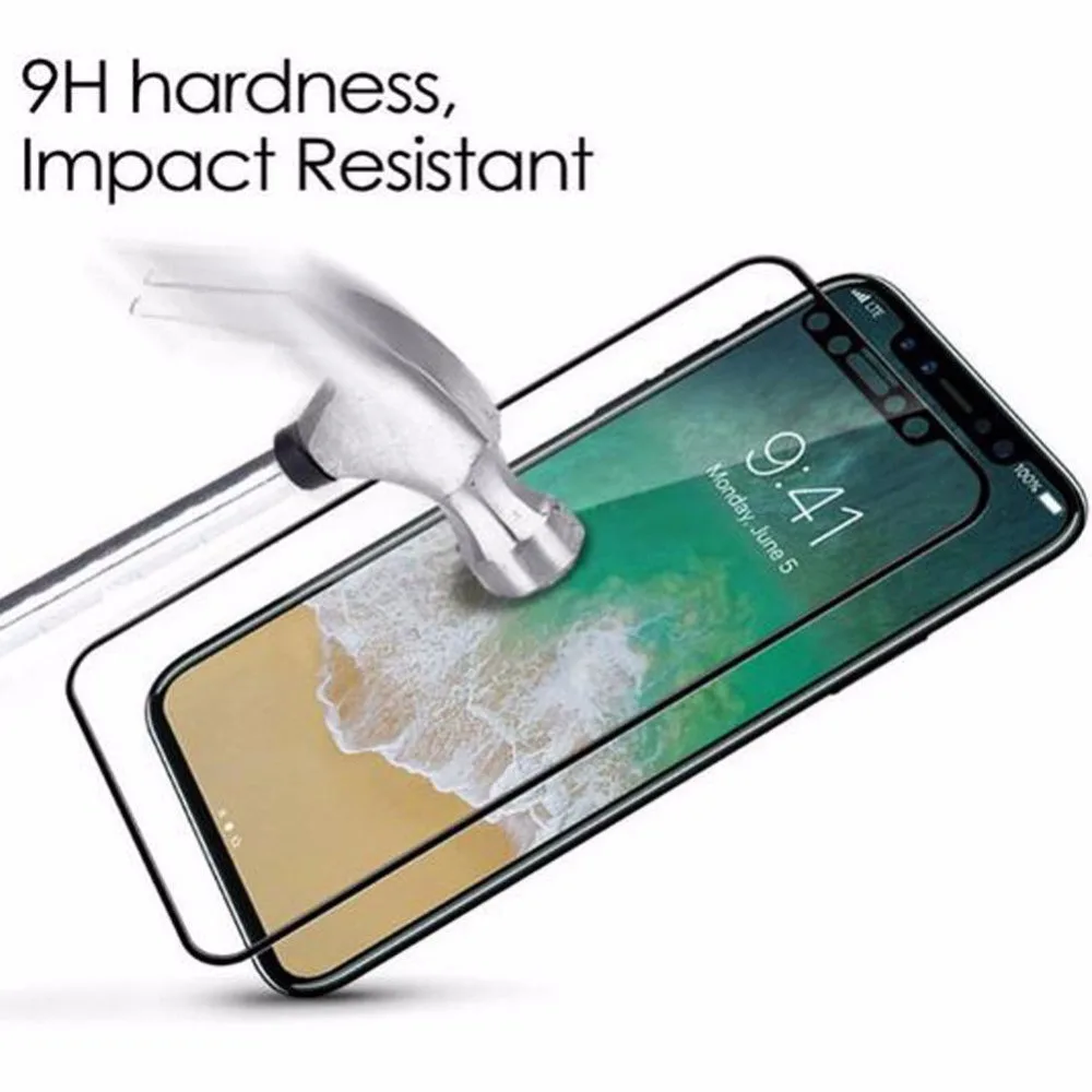 2 шт защита экрана стекло для iPhone X Анти Браст 2.5D Закаленное полное покрытие Apple