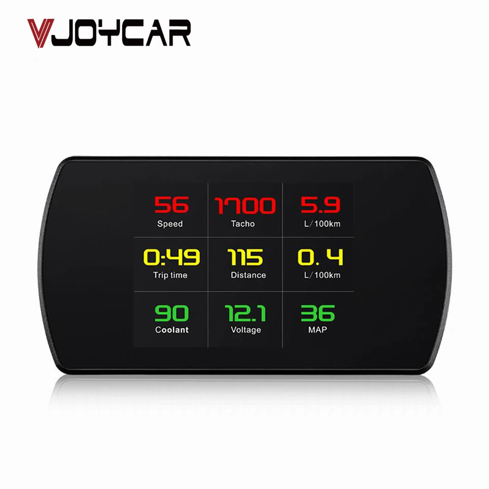 VJOYCAR OBD Умный Цифровой измеритель дисплей HD Автомобильный HUD OBD2 бортовой диагностический цифровой дисплей Спидометр об/мин Тахо топливо