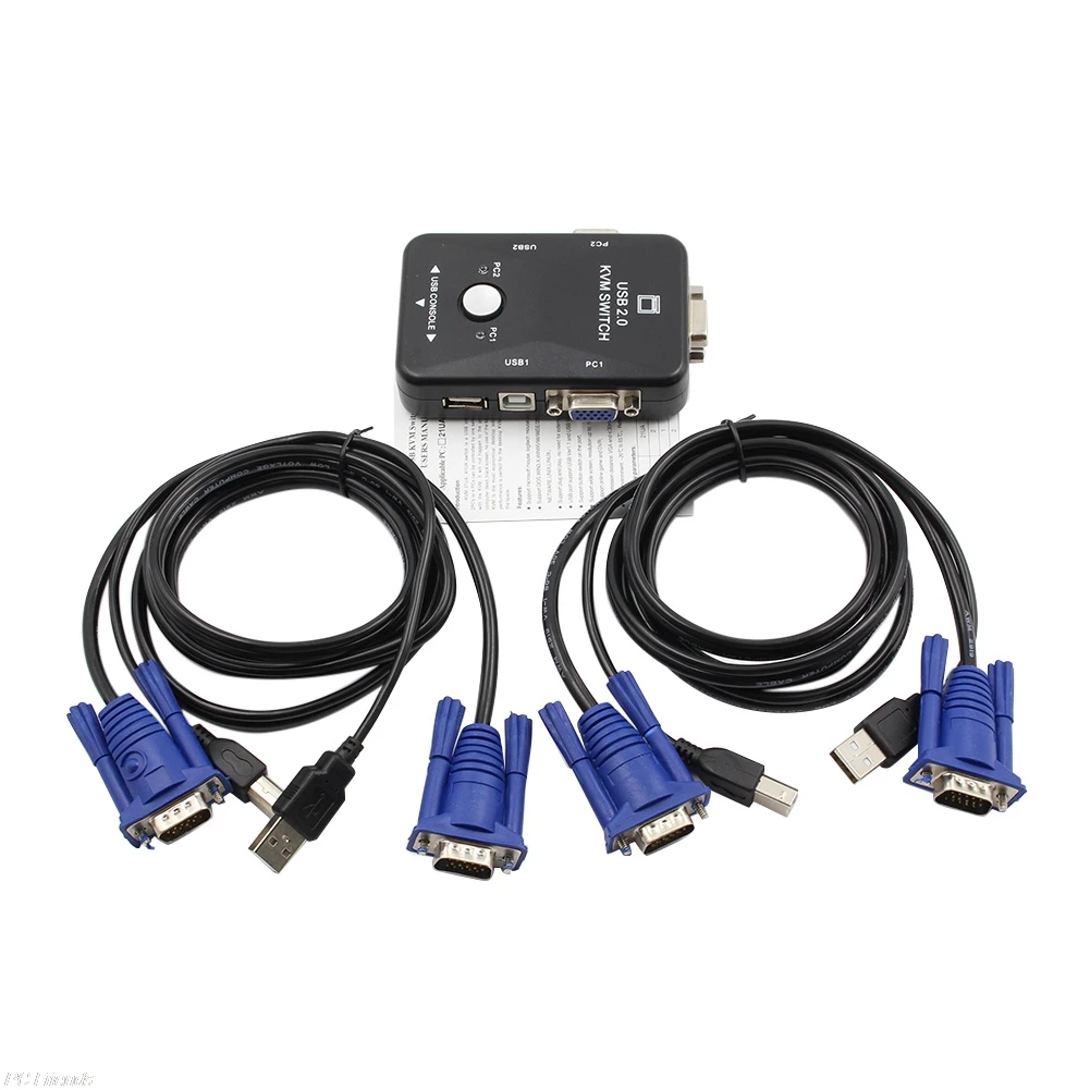 Переключатель KVM с 2 портами USB 0 мышью/клавиатурой/видеомонитором VGA