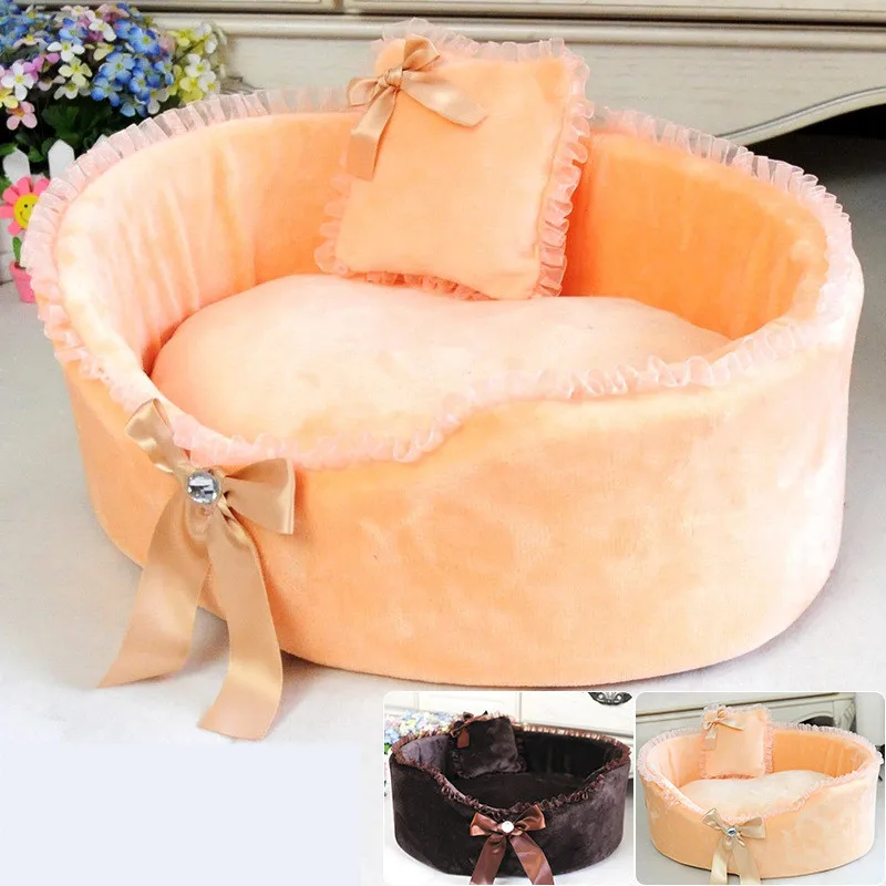 

2016 new Style Dog Bed Mats small Cat puppy house Round lace edge band pillow kennel Pet Products Accessories Supplies Wholesale