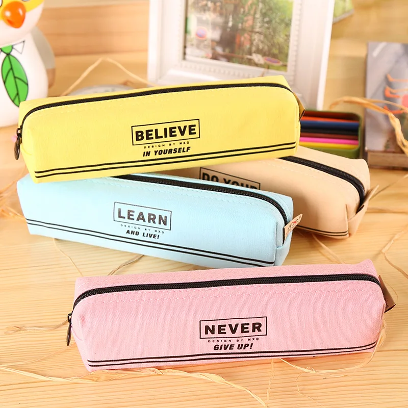 

Simple Canvas pencil-box Student school pencil case Office stationery storage bag Small items bag Stationery Supplies