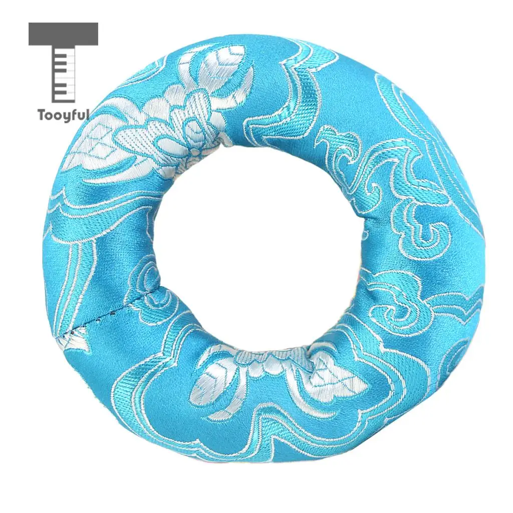 Tooyful Tibetan Handmade Silk Brocade Round Meditation Singing Bowl Cushion Ring Pillow Random Color