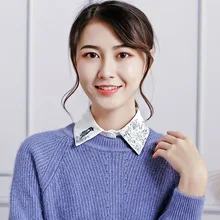 Женская, женская, взрослая, съемная рубашка поло, модный воротник, птица, цветочный принт, ложная блузка, топы, Шейная одежда, аксессуары