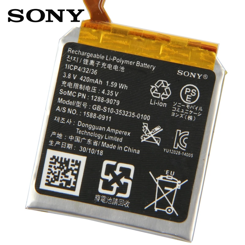 Оригинальный аккумулятор SONY для SmartWatch 3 SW3 SWR50 3SAS 420 мАч|Аккумуляторы мобильных