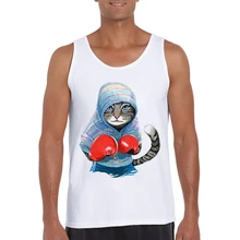 Новейшие модные боксерские мужские майки с принтом кота боксеры крутая Мужская Футболка повседневный жилет с круглым вырезом