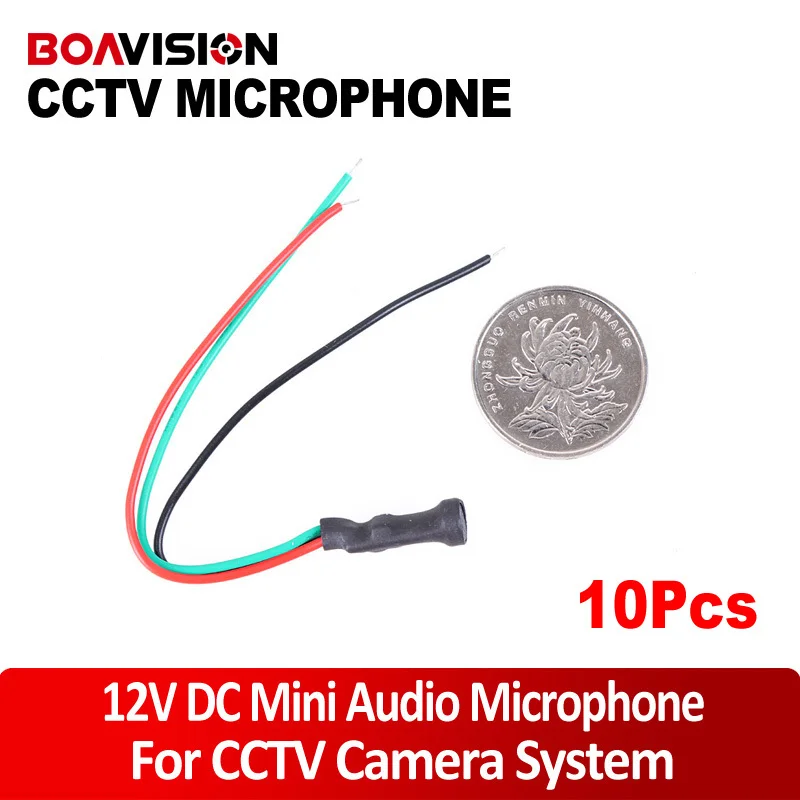 Audio pick up DC12V 10-50m 2 Impedance MINI Wide Range Audio Microphone CCTV Clear Sound Pick up Device for Camera DVR System 