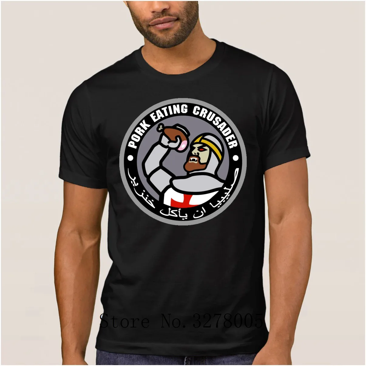 

Designing Pork Eating Crusader Deus Vult T Shirts For Men Cute T-Shirt For Men Summer Euro Size S-3xl Unisex Men's Tee Shirt
