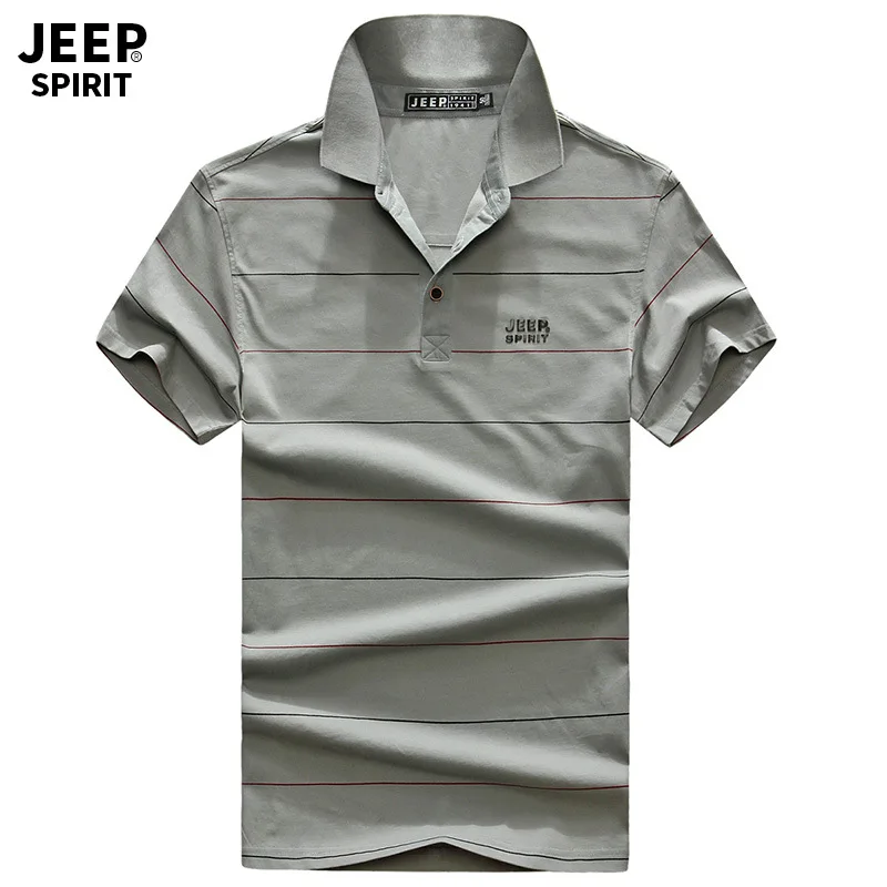 

JEEP SPIRIT Brand Polo Men Cotton Striped Men's Polo Casual Loose Military Business Polo hombre Breathable Polos para hombre 3XL