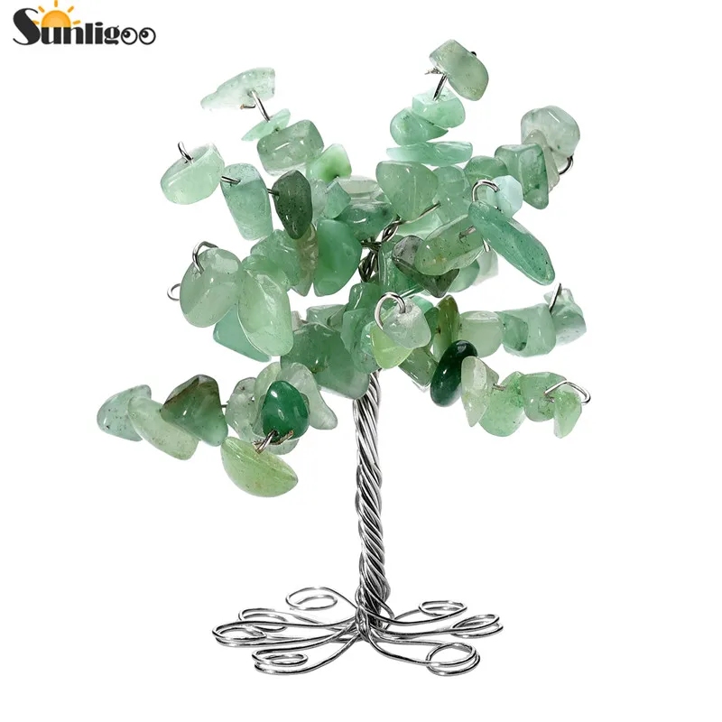 

Sunligoo New 1 pc Handmade Natural 7 Charka Tumbled Gemstones Tree of Life/Money Tree Office Living Room Good Luck Decoration