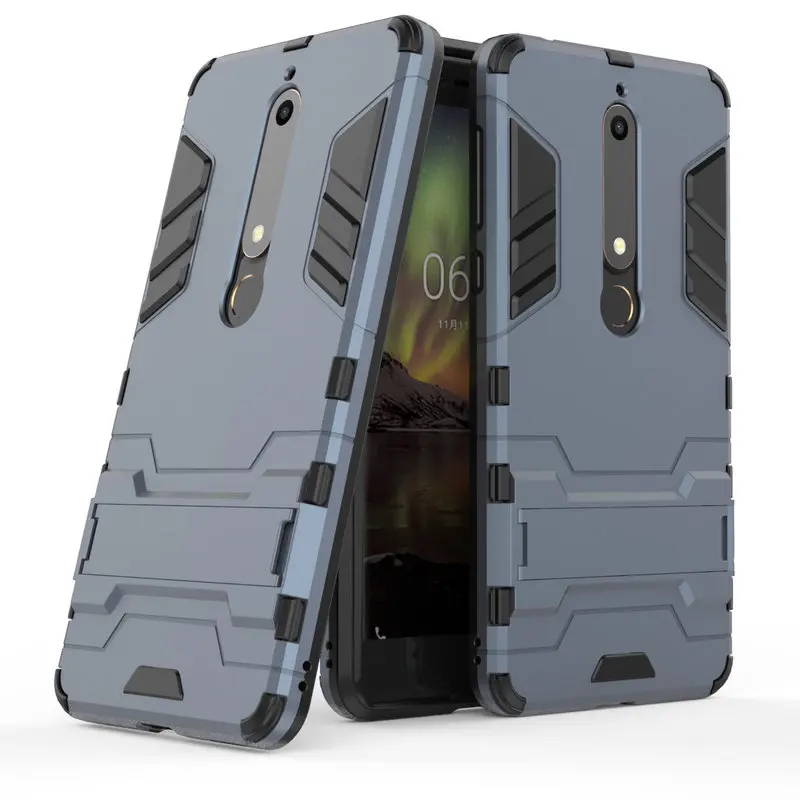 

Armor Shockproof Case For Nokia 6 2018 3D Shield PC+Silicone Phone Case Cover For Nokia 6.1 Case Fundas Coque
