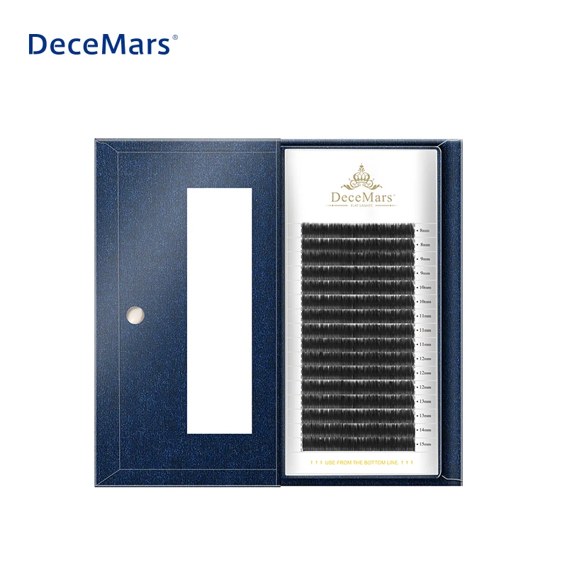 DeceMars 2 случаях/лот эллипс наращивания ресниц 0 15 мм D локон 8 Mix плоские свет ресницы