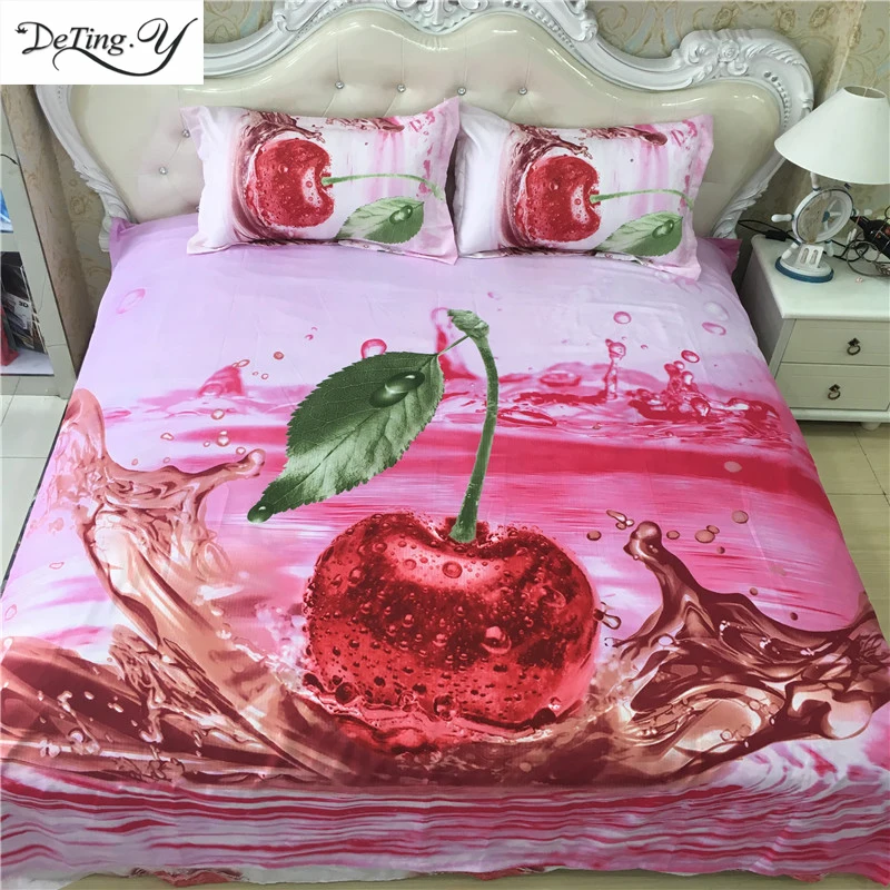 Hot 3d Printing Bedding sets Furit Queen Size 4pcs Pillowcase Bedclothes Bedding Set Home