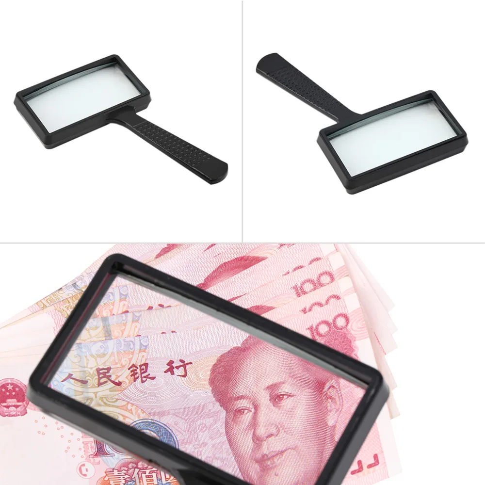

high quality 4X Rectangular Handheld Large Reading Magnifying Glass Magnifier hot selling Wholesale