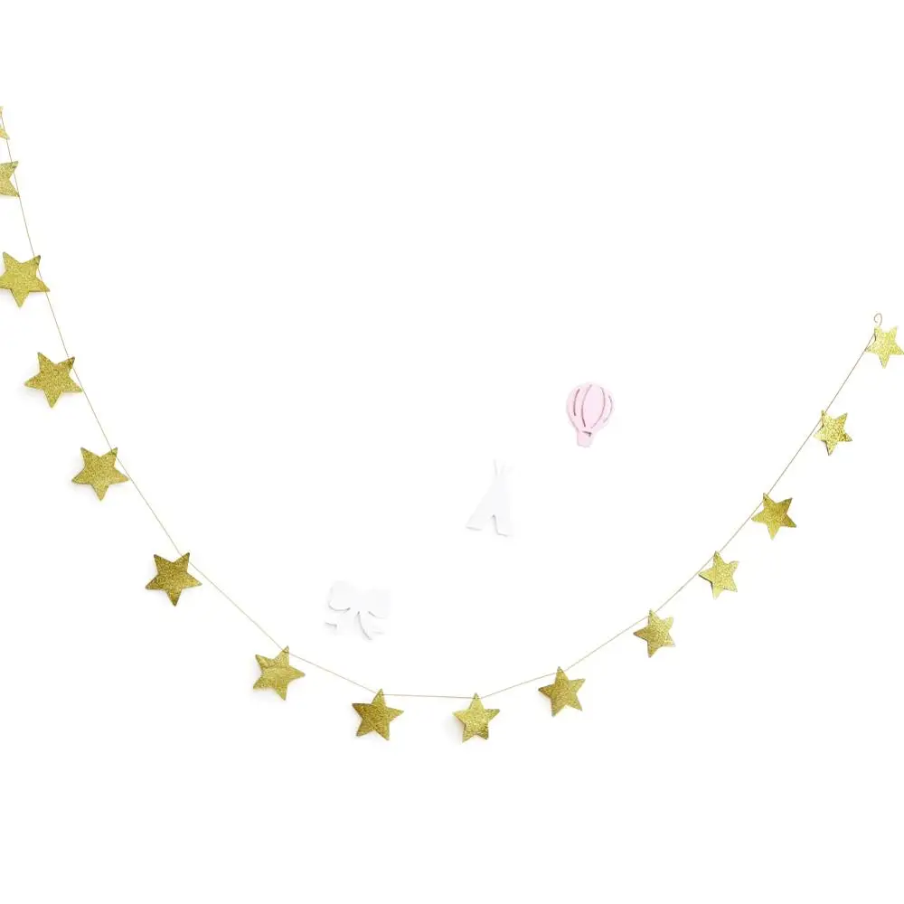 Звездные подвесные украшения Гирлянда сверкающая Звездная гирлянда для свадеб или вечеринок детские комнаты москитные сетки стены комнаты - Цвет: Gold