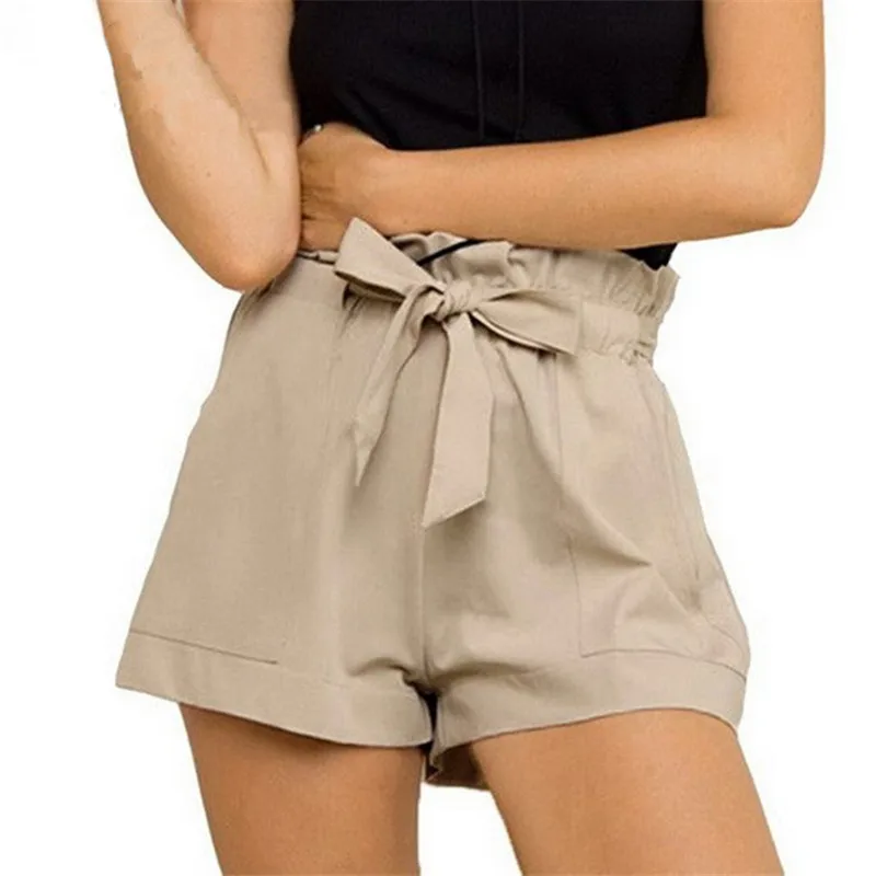 

Brief Relate Summer Women Casual Shorts Bowtie High Waist Bandage Sexy Fashion Short Daily Wear White Black Khaki Colors