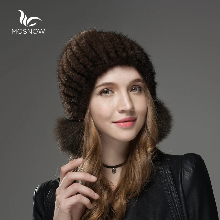 Женские шапки из натурального меха норки, 3 больших меховых помпона, теплые брендовые модные вязаные повседневные женские зимние шапки Skullies Beanies