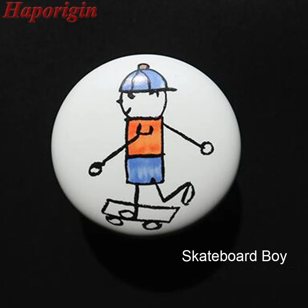 Ceramic Cabinet knobs Skateboard boy 