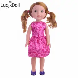 Luckdoll прекрасный розовое платье для fit 14,5 Дюймов Американская кукла Wellie Wishers Аксессуары куклы обувь