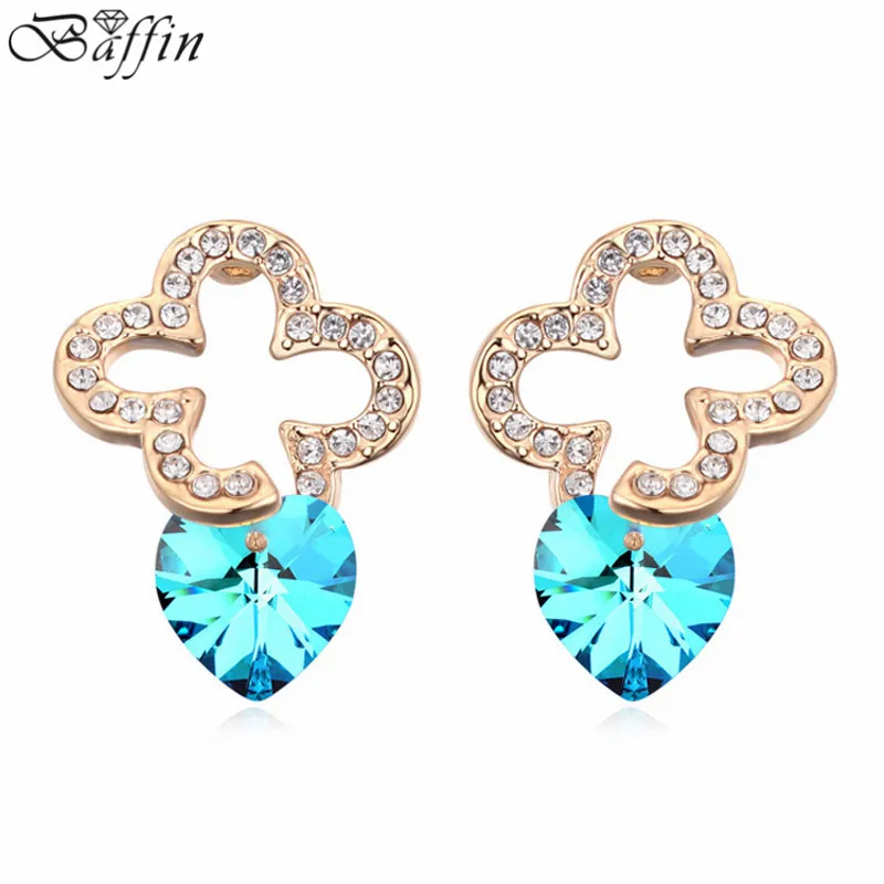 

Baffin Original Crystals From Swarovski Heart Piercing Earrings 2016 Gold Color Stud Earring Party Jewelry For Women Gift