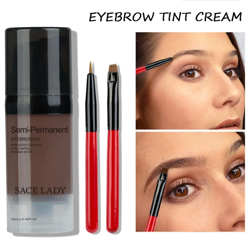 2pcs Beauty Liquid Eyebrow make up Dye Easy Coloring Long Lasting Effect Waterproof Eye Makeup Brushes Cosmetic | Красота и здоровье