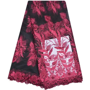 

Embroidered French Tulle Lace Fabric With Beaded Lace High Quality African Lace Fabric For Wedding A1146