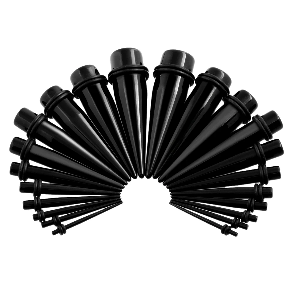 

UV Acrylic Black White Ear Tapers Stretching Expander Plug Gauges High Quality Ears Piercings 1.6--16mm Body Jewelry Wholesale