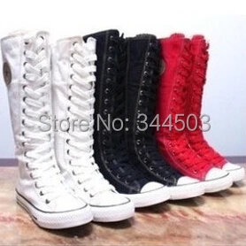 

Free Shipping super star 35cm high top lace up size zip canvas colorful boots flats & heel increased height women walikng shoes