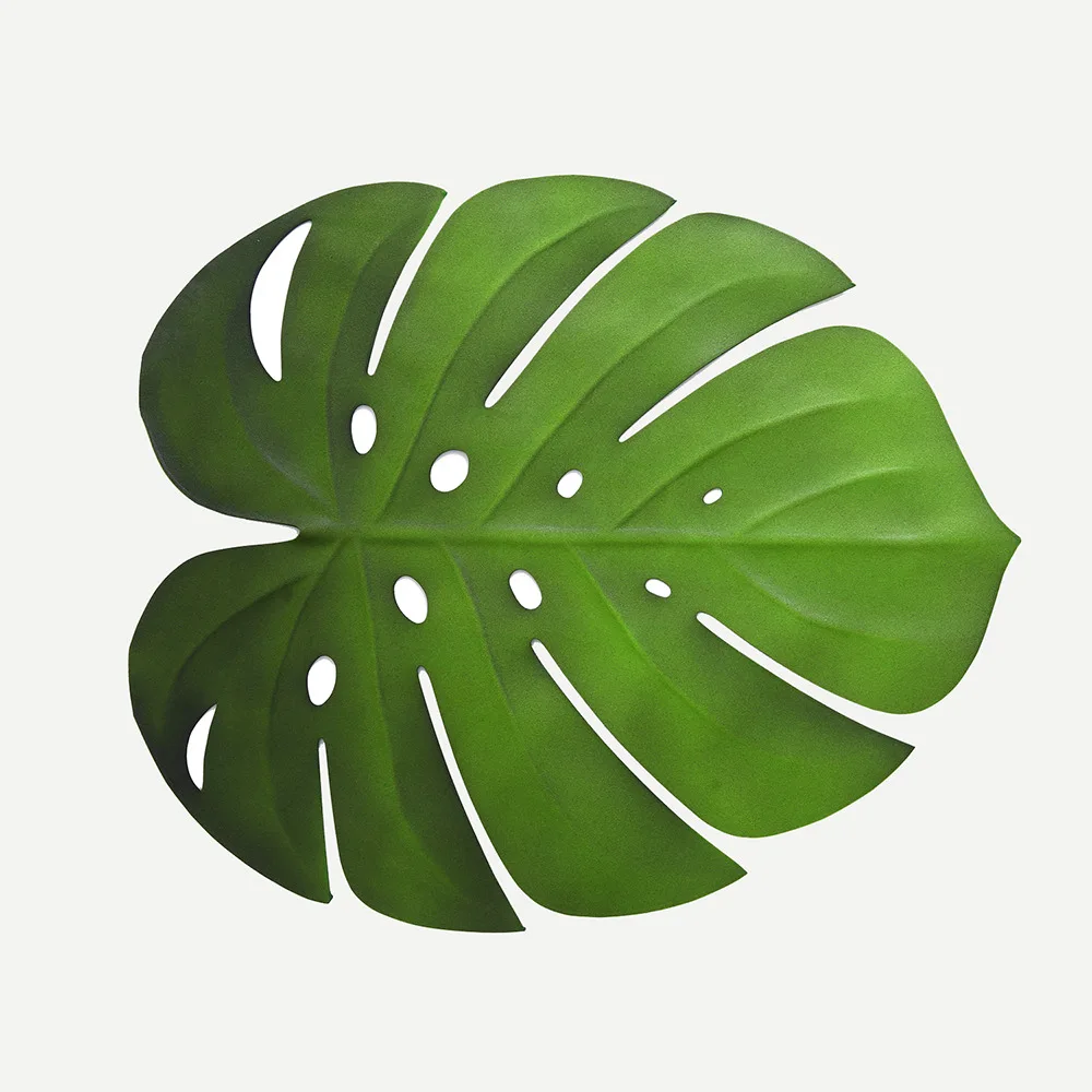 

HOHGIULIA 1Pcs Simulation Leaf With Hole Shape Table Placemat Heat Insulation And Waterproof Table Mat Household Item Green H221
