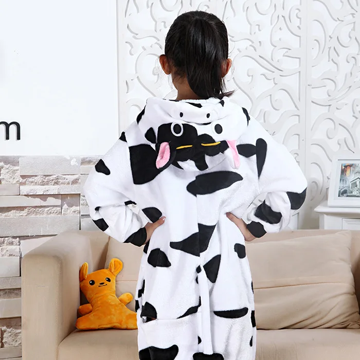 

Photography Kid Boys Girls Party Gift Clothes Pijamas Flannel Pajamas Child Pyjamas Hooded Sleepwear Cartoon Animal Cow Cosplay
