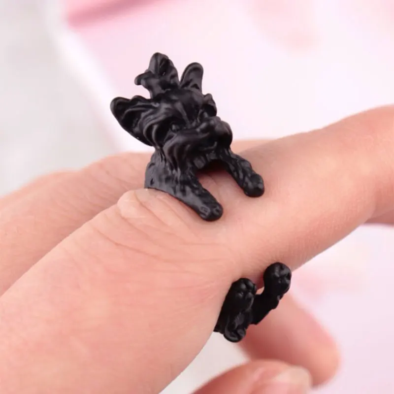 10 шт./лот Винтаж Тедди собака регулируемые 3D мультфильм собачки кольца для женщин, девушек, детей Geeks кольца ювелирные изделия подарок