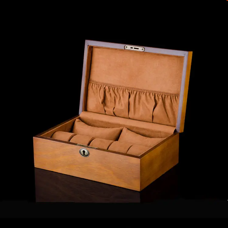 Европейский деревянный дисплей часов коробка с замком мужской деревянный органайзер для часов Часы Дисплей держатель для хранения ювелирных изделий Подарочная коробка - Цвет: Style 1