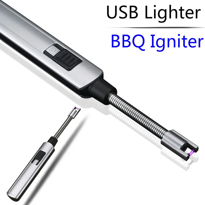 

USB Windproof Electronic Lighters for Smoking Cigarettes Outdoors BBQ Kitchen Supplies Bbq Igniter Maker Drop Shipping