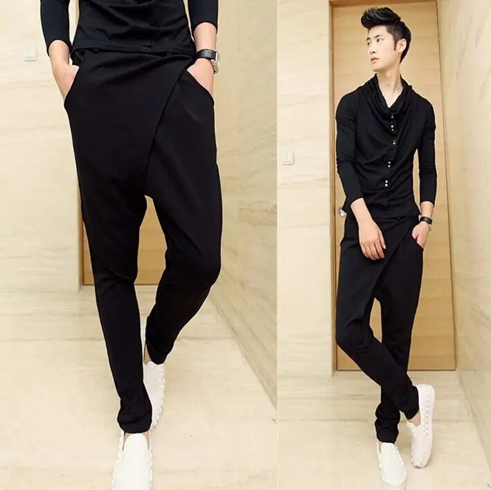 2016 New Men'S personalized Pants Harem pants male casual pants slim skinny pants taper harem pants fashion stylist clothes