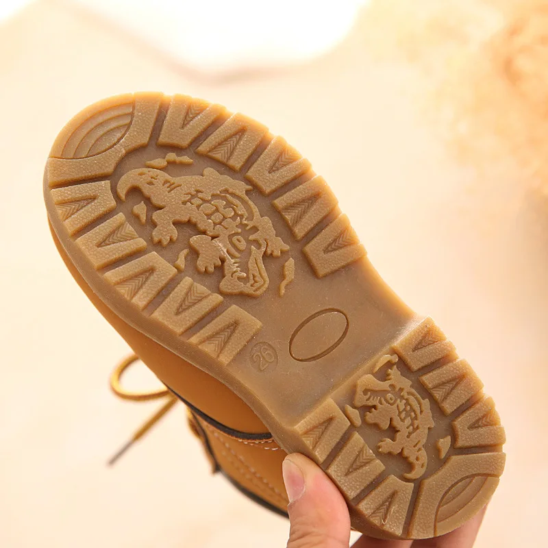 MHYONS/зимние теплые детские ботинки для мальчиков и девочек на весну и осень ботинки на плоской подошве, размеры 21-30