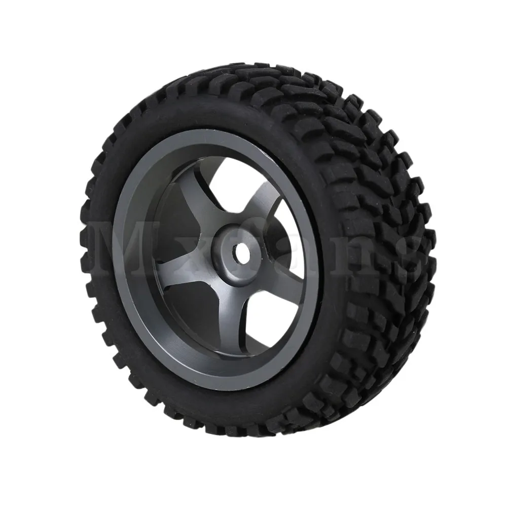 Mxfans 4 x RC1: 10 автомобильные резиновые шины для бороды с серебристо серым сплавом 5