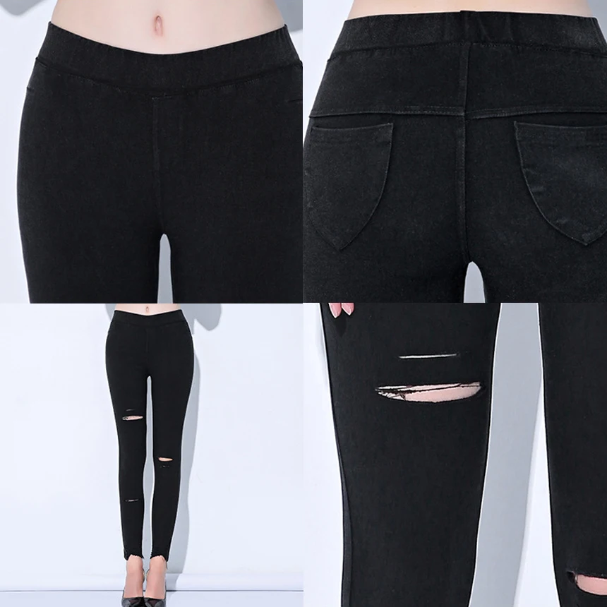 ZYFPGS 2019 Autumn Top Women's Navy Pants Hole Fashion Pants classic Women Pants Plus Size 5XL High Waist Fat People Z0723 ZYFPGS 2019 Autumn Top Women's Navy Pants Hole Fashion Pants classic Women Pants Plus Size 5XL High Waist Fat People Z0723