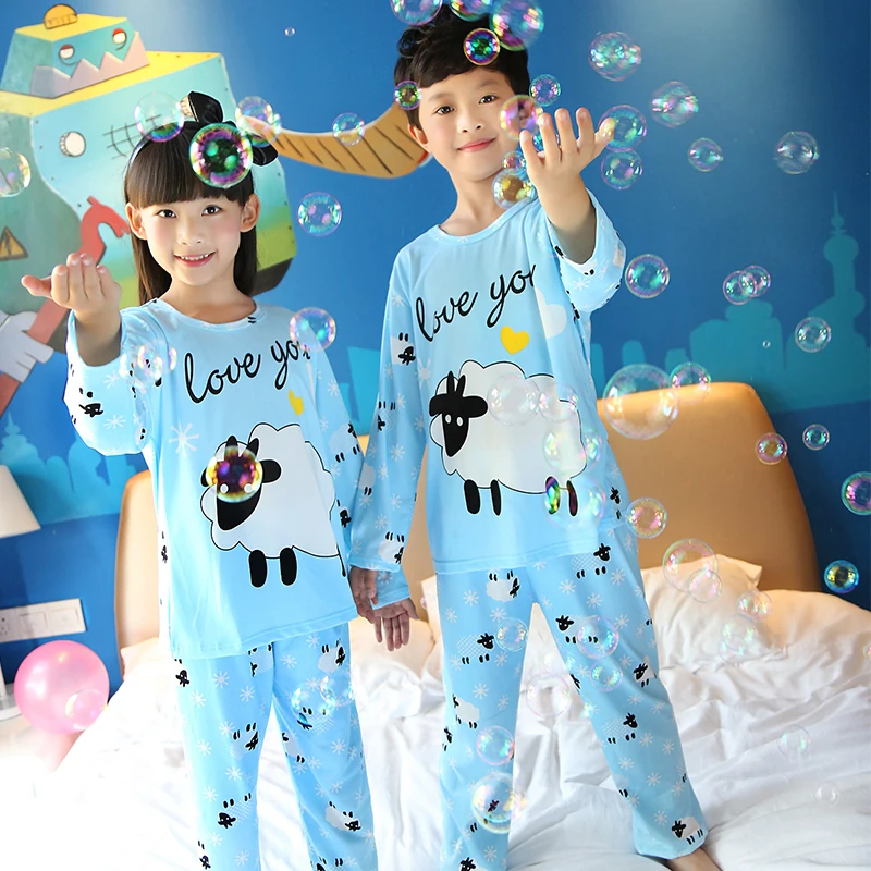 

Cartoon Kids Long Sleeves Pajama Sets for Spring 2017 Children's Pyjamas Cotton Girls boy Sleepwear Suit child sleepwear